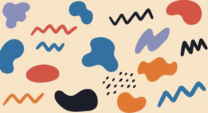 Abstract shapes and lines on a beige background