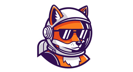 Fox in space helmet with sunglasses illustration for creative designs