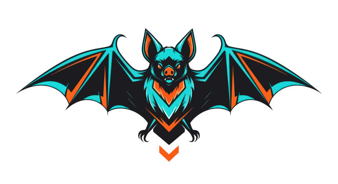 Stylized bat illustration with spread wings isolated on white background