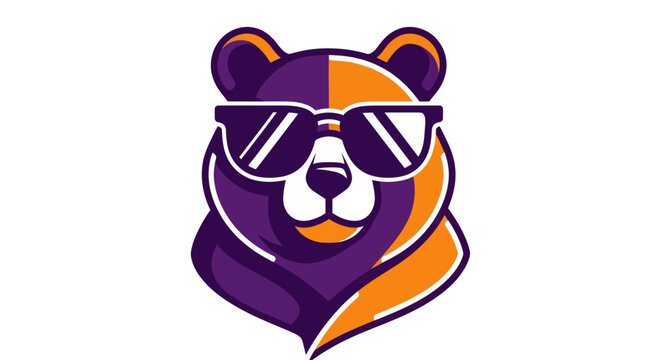 Stylized bear with sunglasses vector illustration for various applications