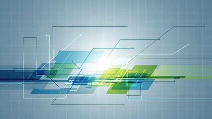 Fototapeta premium Abstract digital background showcasing a dynamic network of interconnected lines and geometric shapes, representing technology and data flow for modern design.