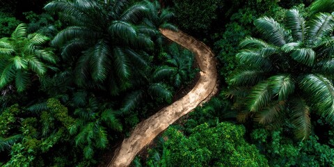 Obraz premium Winding path through lush tropical plantation
