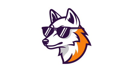 Fototapeta premium Stylized fox head with sunglasses on white background mascot design