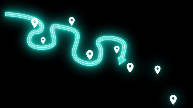 Glowing Path with Location Markers Animation
