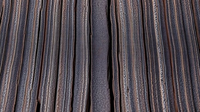 lignin. Extreme close-up of the metallic wood grain on a dark brown board. safety posters, maintenance manuals, designed for industrial assembly lines and welding operations, used by engineers.