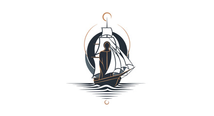 Sailing ship illustration against white background for commercial use © Zero