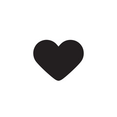 Fototapeta premium Solid Black Heart Icon, Simple 2D Flat Logo, Minimal Silhouette Isolated on White Background