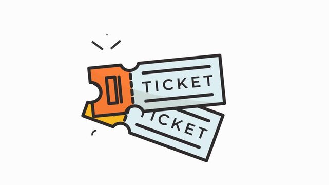 Ticket animated icon animated two colorful tickets with the word ticket are depicted in this microstock illustration.