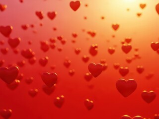 Obraz premium Floating hearts in warm glow