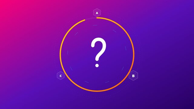 Engaging animated question mark selection process with progressive arc highlight and a definitive green checkmark success indicator on a vibrant