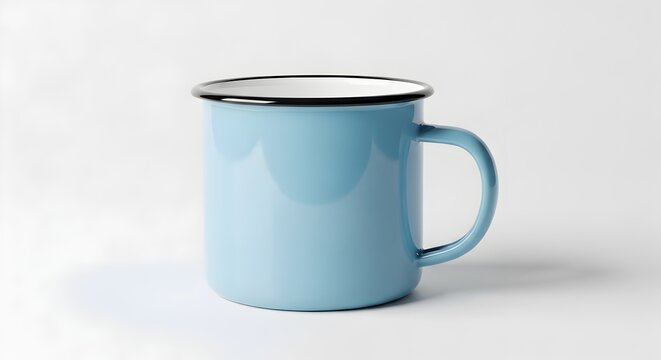 Vibrant Blue Enamel Mug With Sturdy Handle Ready for Hot Beverages