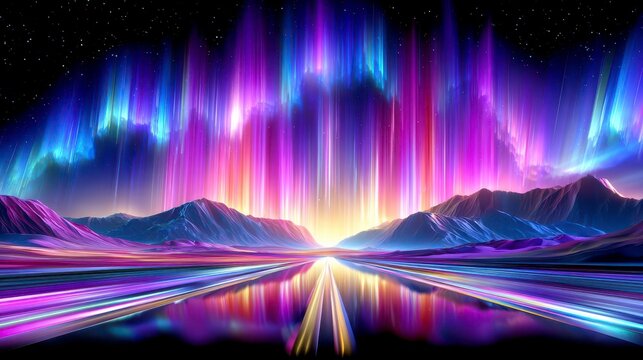Aurora Borealis Landscape, Northern Lights, Fantasy Sky