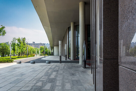 Modern Architectural Elegance in Urban Landscape Under Clear Sky