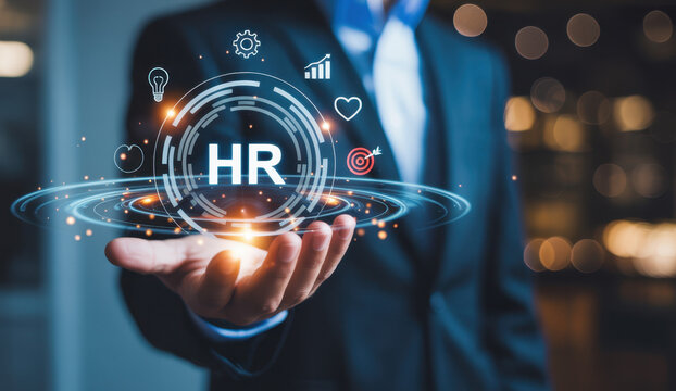 Human resources strategy concept showing goal targeting, performance objectives, and HR planning visualization, supporting talent management, productivity improvement, data driven decision making.