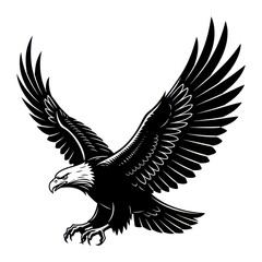 Fototapeta premium Majestic bald eagle captured in mid-flight with outstretched wings