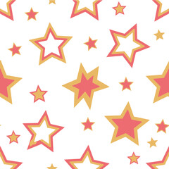 Obraz premium Retro Star Seamless Pattern on White Background vector illustration