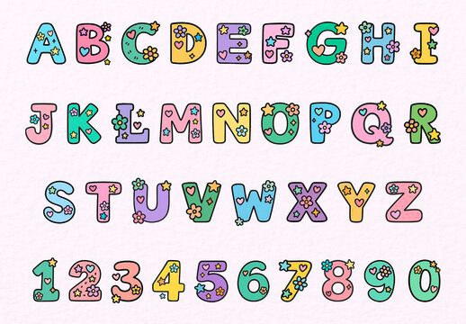 Colorful Alphabet With Playful Designs Font Set