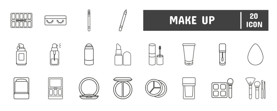20 Make up Line Icon Illustration Set 