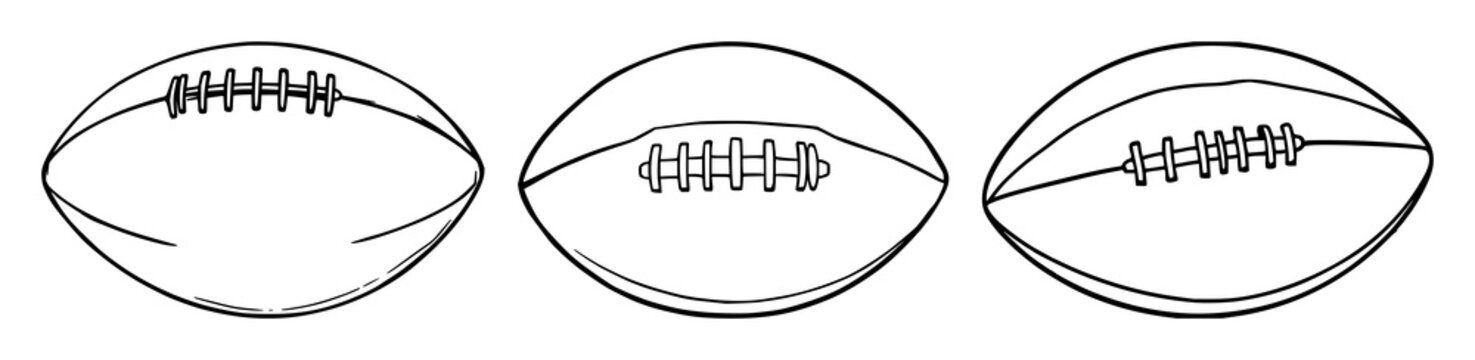 Football set with oval ball pattern illustration with gradiated colors and dynamic motion featuring sports, competition, victory with American, teams