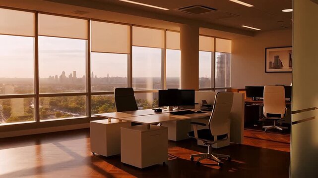 Modern office with city view