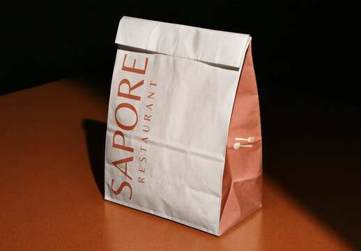 Elegant Restaurant Paper Bag Mockup PSD