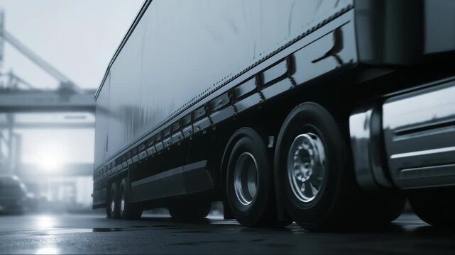 Freight truck at distribution hub for logistics and delivery operations