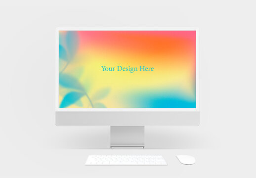 Modern Computer Mockup With Gradient PSD