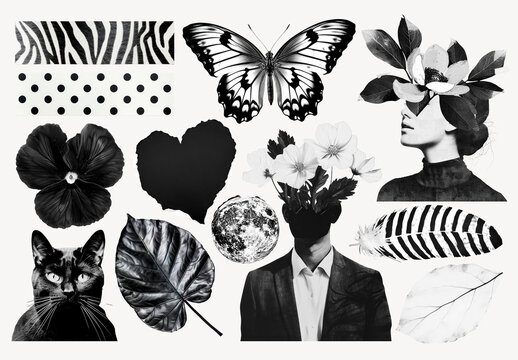 Monochrome Surreal Collages Element Design Collection