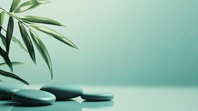 Zen Spa Meditation: Bamboo Leaf, Pebble Stones &ndash; Nature&rsquo;s Calm Serenity, Minimalist Still Life