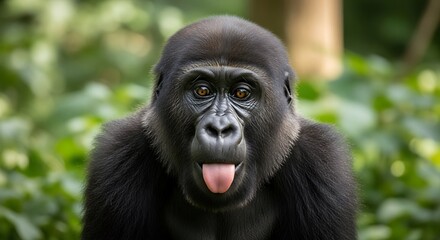 Fototapeta premium Gorilla Portrait in Natural Habitat Jungle.