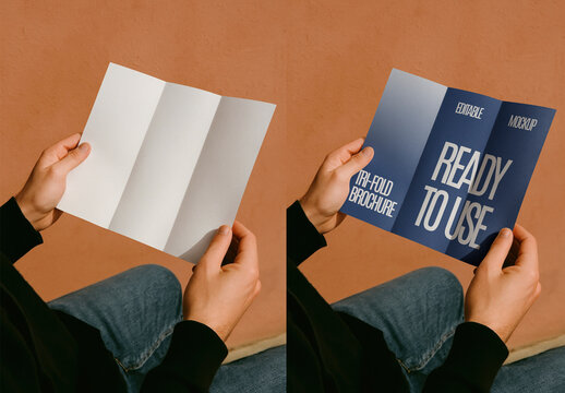 Tri Fold Brochure Mockup Design PSD