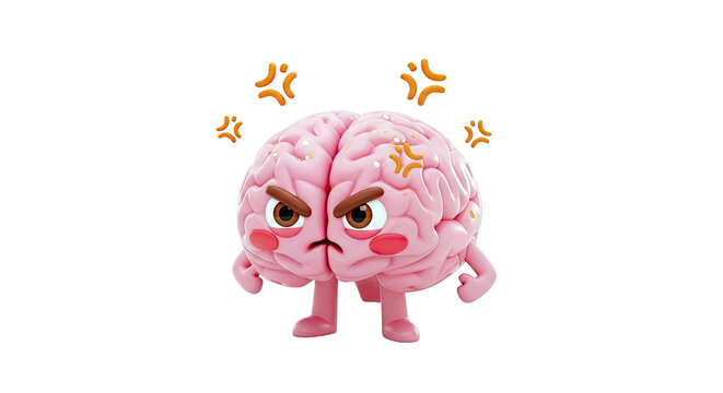 Angry Cartoon Brain Character
