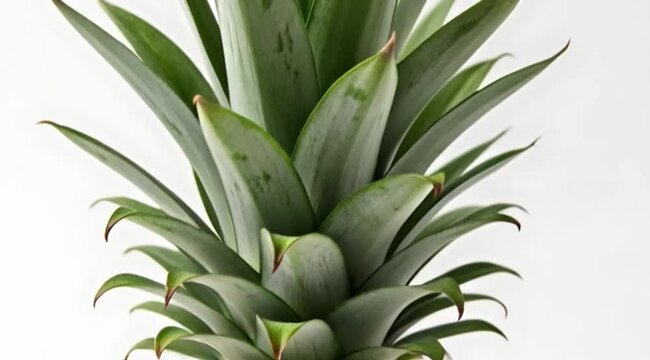 A close-up view of a pineapple plant showcasing its green leaves and fruit.