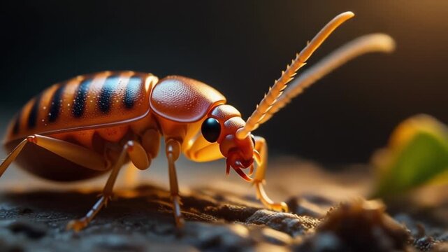 Macro View of a Bed Bug on a Textured Surface