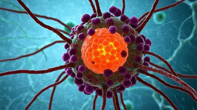 Cell structure with nucleus and extensions