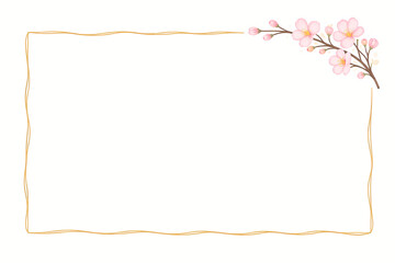 Fototapeta premium Cherry Blossom Gold Frame Background - AI Generated / 桜のゴールドフレーム背景（生成AI）