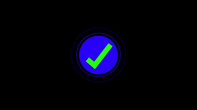 Green Check Mark Icon Animation on Black Background &ndash; Minimalist Success, Approval, and Task Completion Symbol &ndash; High-Quality 2D Motion Graphics for Business, UI Design, and Correct Choice Concepts.