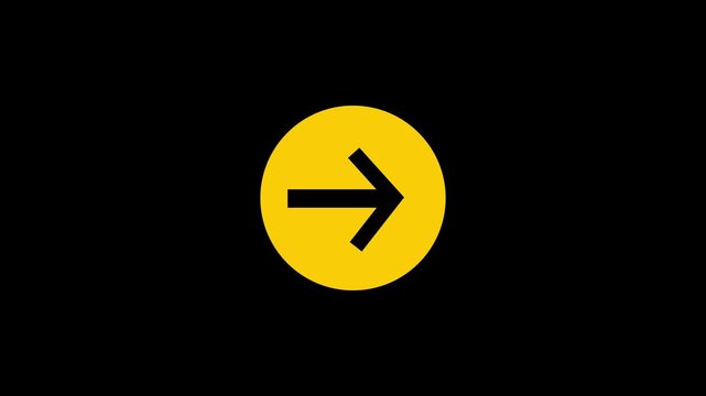Yellow Circular Arrow Icon Set for Right Next Navigation and Undo Return UI Button Symbol for Forward and Previous Action on Black Background - Minimalist 2D Vector Graphic for Web and App Interface