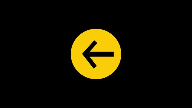 Yellow Circular Arrow Icon Set for Back Navigation and Undo Action UI Button Symbol for Previous and Return Motion on Black Background - Minimalist 2D Vector Graphic for Web Design and App Interface