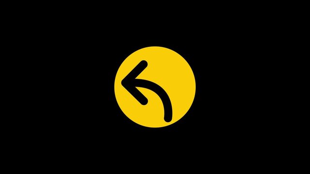 Yellow Circular Back Arrow Icon Navigation UI Button Symbol for Undo Return and Previous Action isolated on Black Background - Minimalist 2D Vector Graphic for Web Design and Mobile Interface