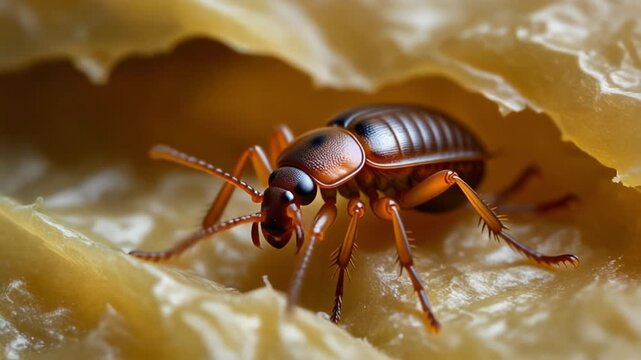 Bed Bug Macro Photography on Textured Surface