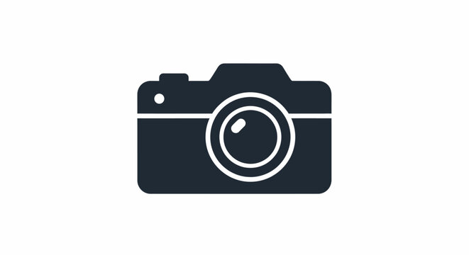 Simple minimalist camera icon on white background