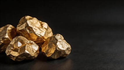 Gold nuggets on dark surface