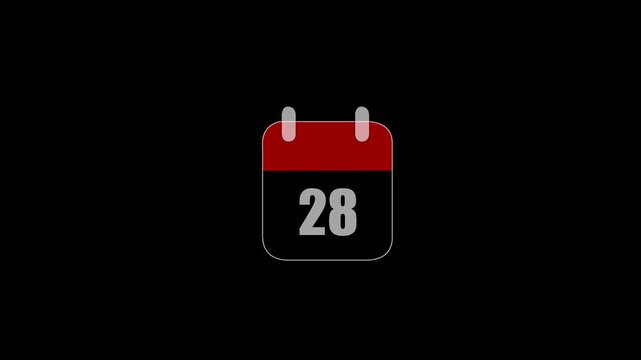 Calendar Date 28 Icon on Dark Background &ndash; Event Schedule and Reminder Symbol