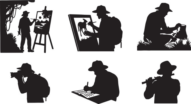 The Artist as an Explorer in the Jungle Silhouettes Set