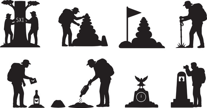 Explorers Leaving Their Mark Silhouettes Set of Six