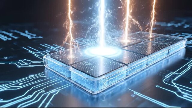 Charging battery module with lightning and energy waves