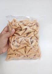 Brown Samosas Isolated on White Background