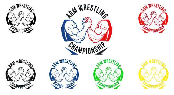 Arm Wrestling Championship Logo Design - Diverse Colors