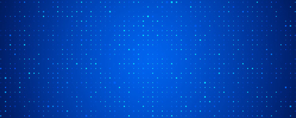 Fototapeta premium Blue neon glowing square pixel background. Dark navy mosaic texture backdrop. Abstract technology grid pattern wallpaper. Vector modern business, science, healthcare, medicine, presentation